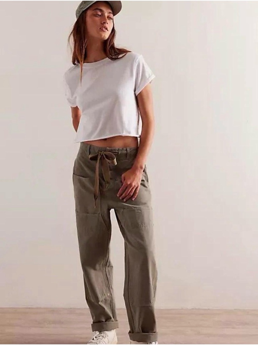 We The Free Olive Green Wide Leg Cargo Pants
